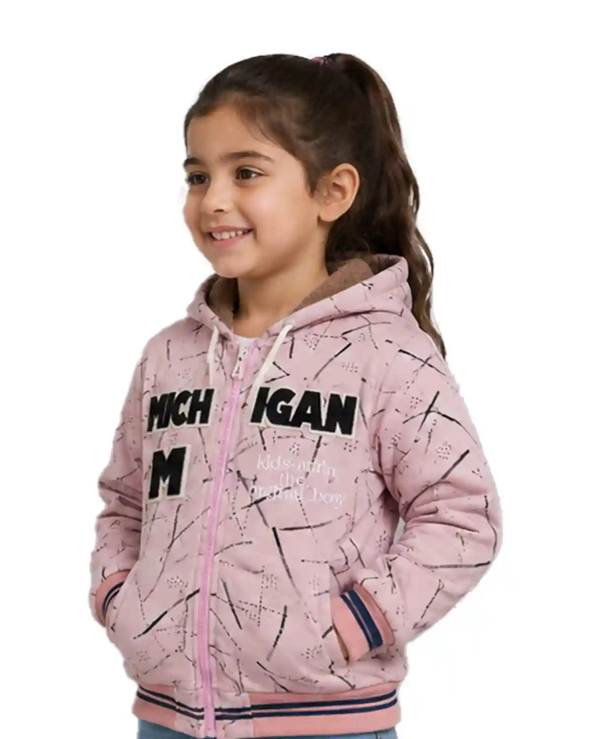 کاپشن-دخترانه-بچگانه-نخی-صورتی-کثیف-سه-رخ-راست